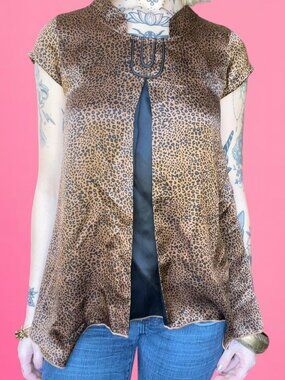 Yang Can Ren cheetah silk blouse